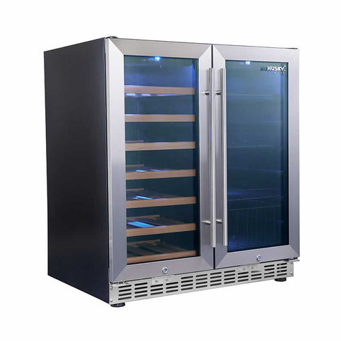 Husky Dual Door Wine Cabinet and Drink Chiller Stainless Steel - HUS-WC66B-ZY